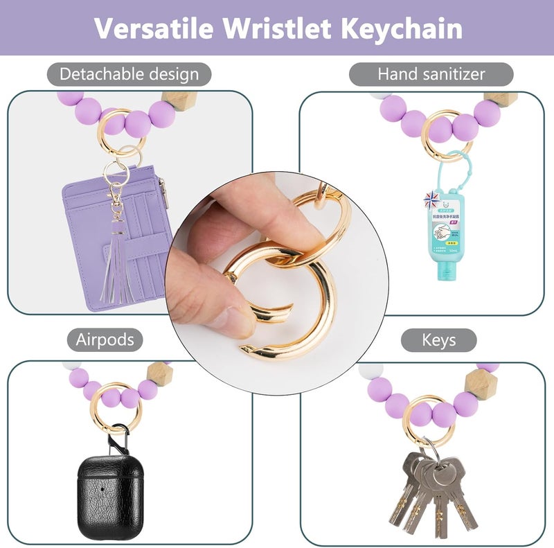 KNGITRYI Wallet Keychain Wristlet for Women,Slim RFID Credit Card Holder Purse Tassel Keychain Bangle Key Ring for Men Women - Image 5